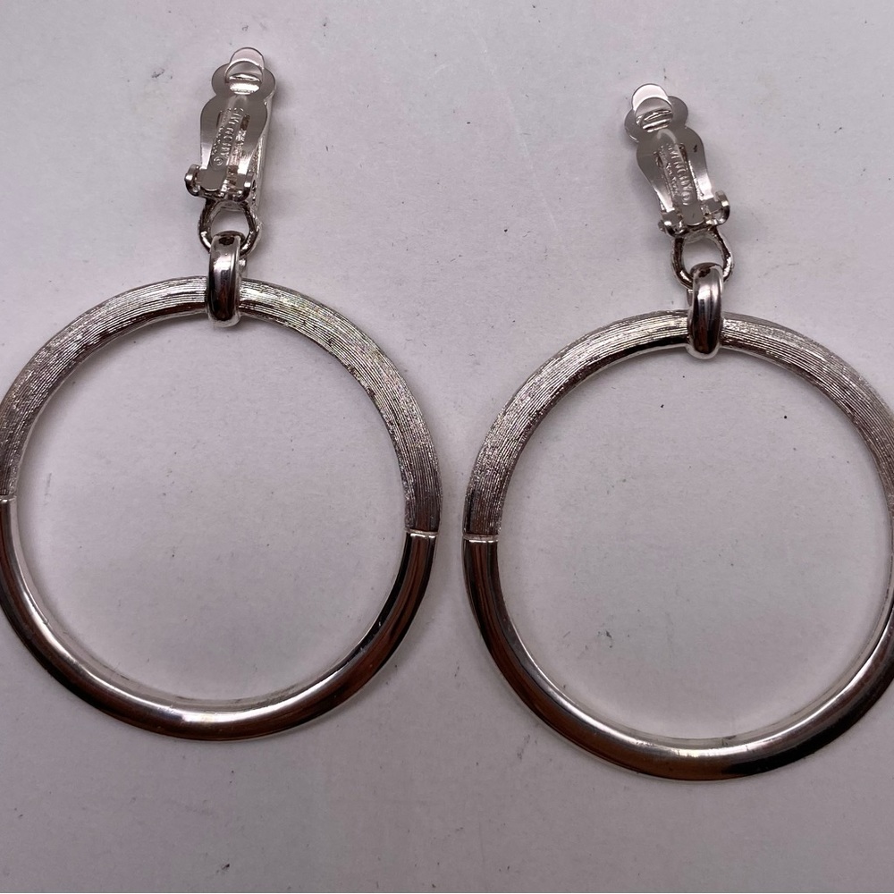 Vintage Givenchy Paris Earrings Silver Tone Large… - image 3